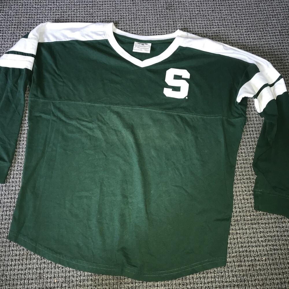 Michigan‎ State Spartans Large Green Long Sleeve Tee By J. America